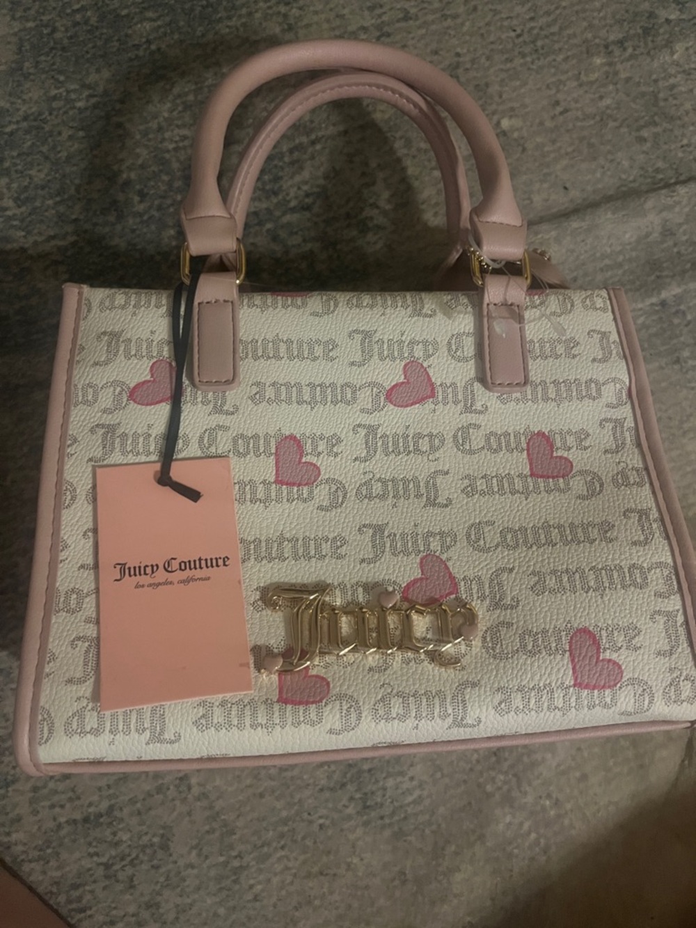 Juicy Couture Pink and Cream Heart Satchel